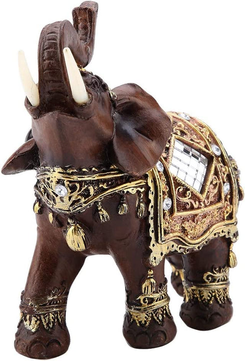 Hongzer Elephant Statue, Lucky Feng Shui Wood Grain Elephant Statue Sculpture Wealth Figurine Gift Home Decoration(L)