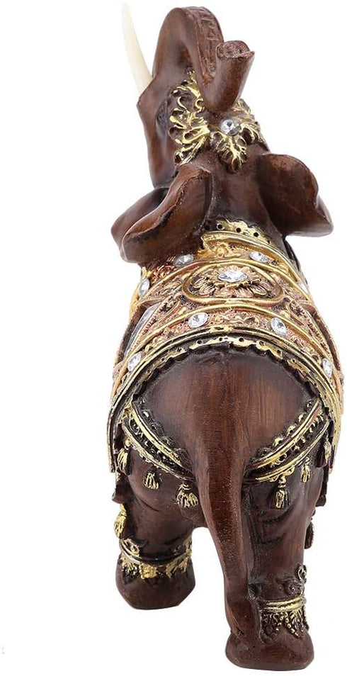 Hongzer Elephant Statue, Lucky Feng Shui Wood Grain Elephant Statue Sculpture Wealth Figurine Gift Home Decoration(L)