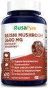 Reishi Mushroom Extract 3600 mg 200 Veggie Caps (Vegan, Non-GMO & Gluten-Free)