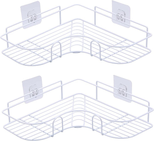Laigoo Adhesive Shower Caddy 2 Pack, Non-Drilling Corner Shelves Hanging Bathroom Shelf Floating Shelves for Kitchen/Bathroom Organizer and Storage(White)