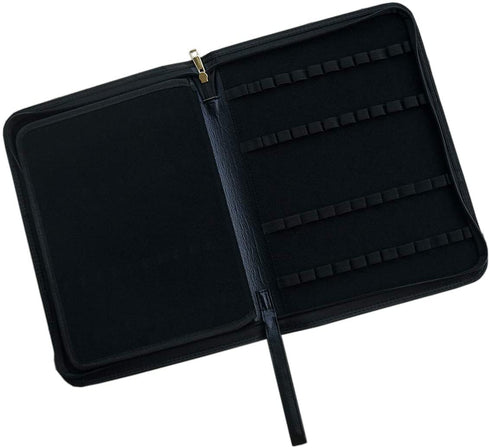 Large Capacity Fountain Pen Case PU Leather Black Color 48 Slots pen pouch bag