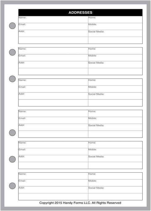Reason Status Change Date Issue Description A6 Size Name & Address Insert, for 6-ring Binders with Pages 4.1" x 5.8" (105mm x 148mm). Center holes spaced 1.5” (38mm). THIS IS EUROPEAN A6 SIZE