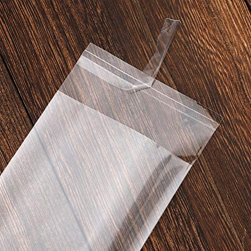 200 pcs Clear 2" x 10" Long Self Seal Cello Cellophane Bags Resealable Poly Bags 2.8 mils for Bakery Cookies Candles Christmas Halloween Party Decorative Pretzel Sticks