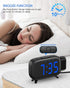 Digital Alarm Clock, AKKIGL Alarm Clocks for Bedrooms with FM Radio and USB Charger, Projection Alarm Clock with Dual Alarms, 7 Sounds, Snooze, Dimmable Large LED Display Clock for Kids Teens Adults