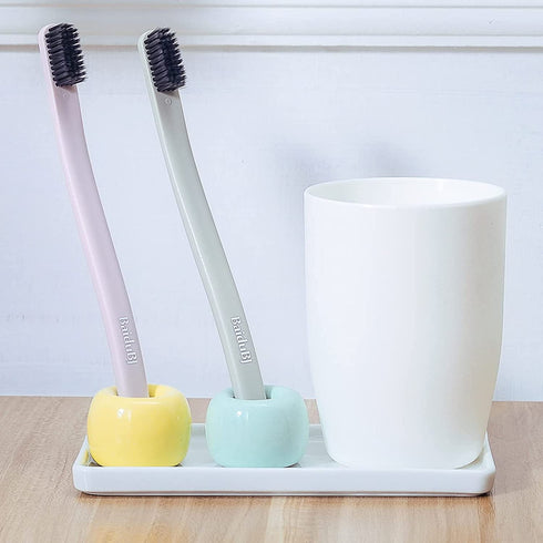 JAKSSO Ceramic Toothbrush Holder for Bathroom Toothbrush Tray for Vanity Countertop Storage Organizer for Holding Toothpaste Dental Floss Picks Makeup Brushes(Small)