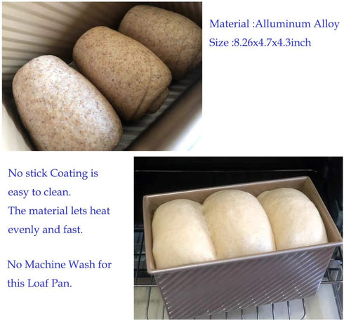 Loaf Pan Bread Toast Mold Deep loaf Pancorrugated Non Stick Gold Aluminum Alloy No lid included (8.26X4.7X4.3INCH)