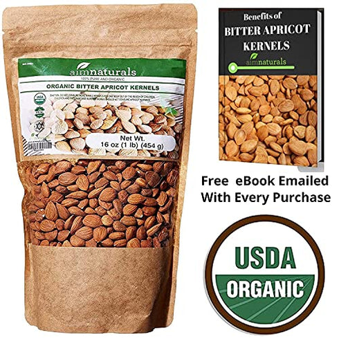 Bitter Apricot Kernels Organic Raw (1LB)-100% USDA Organic Certified– Bitter Apricot Seeds Organic Raw - Product of Turkey (Free Electronic Book)
