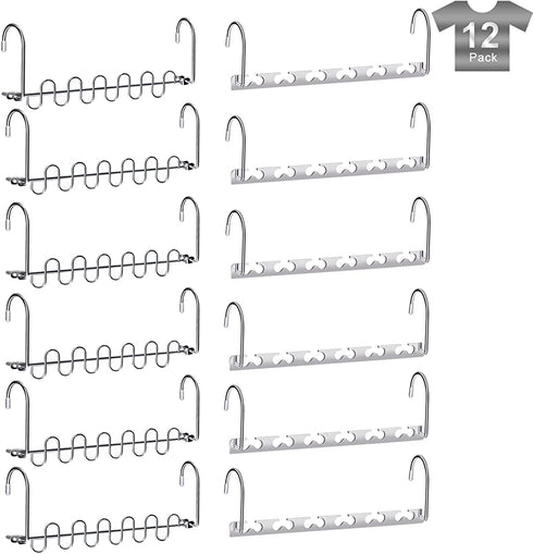 Closet Hangers Organizer, Space Saving Magic Hangers for Closet Clothes Space Saver Metal Hangers (12 Pack)
