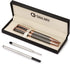 SHALORY Ballpoint and Rollerball Pen Set, Stylish Line Engraved Metal Pen Elegant Smooth Writing Gift Pen (2 Pens with 2 Extra Refills)