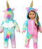 BDDOLL 18 Inch Doll Clothes-Rainbow Unicorn Doll Costume Onesie Pajama with Hair Bows Little Angel Wings Fits 18 Inch Girl Doll Accessories