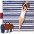 Extra Large Picnic & Outdoor Blanket Dual Layers for Outdoor Water-Resistant Handy Mat Tote Spring Summer Blue and White Striped Great for The Beach