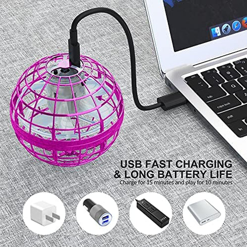 AMERFIST Flying Orb Ball Toys Cosmic Globe Boomerang Hover Ball Galactic Fidget Spinner Hand Drone Orbit Magic Cool Stuff Birthday for Boys Girls Teens 6-10+ Year Old Outdoor(Pink)