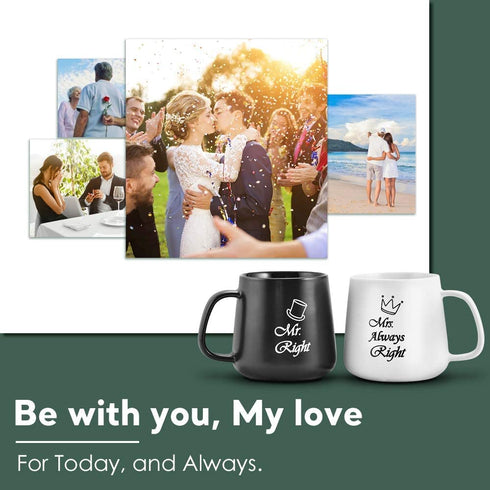 Wedding Anniversary Presents for Couples, Mr Right Mrs Always Right Coffee Mugs, Couple Gifts,Bridal Shower Gifts for Bride and Groom,Engagement Gifts,Husband and Wife Gifts Unique