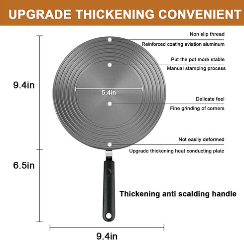 Heat Diffuser For Gas Stovetop Glass Cooktop,Upgrade Thickening Heat Diffuser Plate Fast Defrosting Tray Thawing Plate for Frozen Meat,Pot Protection for Kitchen, AHOUGER (9.4in)