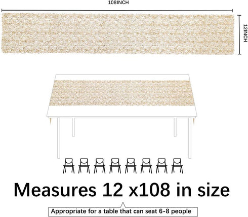 Sequin Table Runners Mesh Champagne Gold Table Runners Set of 2 Metallic Tabletop 12x108inch Sparkly Table Overlay for Home Daily Use Banquet Party Decorations