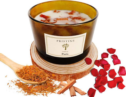 Rose & Sandalwood Scented Soy Candles for Home Scented | Wood Wicked Candles| Crackling, All Natural Candles | Aromatherapy Scented Candle| Rose Scented Candles | Paris Highly Scented Candles for Home