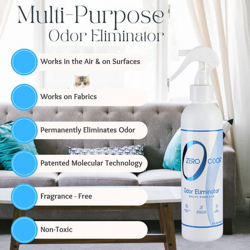 Zero Odor Multi-Purpose Household Odor Eliminator, Trigger Spray, 8oz Two Pack