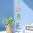 Healing Crystals Ornament, Dangling Moon Star Healing Crystal Stones Hanging Ornament, Natural Energy Crystal Ornament Decor for Home, Car and Party (Amethyst-Turquoise)