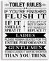 Kas Home Bathroom Canvas Wall Art Rustic Funny Toilet Rules Prints Signs Framed Wood Background Bath Room HD Picture Artwork Home Decor (Toilet-02, 12 X 15 inch)