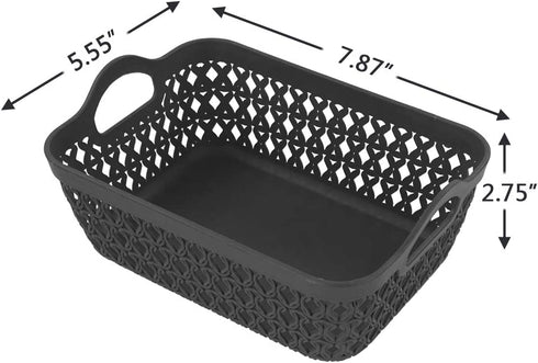 Zerdyne 12-Pack Mini Plastic Storage Baskets Trays, Grey