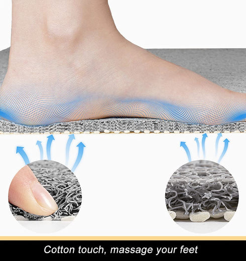 ROIMOE Non-Slip Shower Mat Bathtub Mat with Drain Soft on Feet PVC Loofah Shower for Bathroom Wet Area Quick Drying No Suction Cup Comfort Shower Rugs Bathroom Accessories Grey 32—16 HG-W02-1