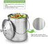ENLOY Compost Bin, Stainless Steel Indoor Compost Bucket for Kitchen Countertop Odorless Compost Pail for Kitchen Food Waste with Carrying Handle 1.3 Gallon Easy to Clean