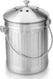 ENLOY Compost Bin, Stainless Steel Indoor Compost Bucket for Kitchen Countertop Odorless Compost Pail for Kitchen Food Waste with Carrying Handle 1.3 Gallon Easy to Clean