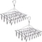 2 Pack Stainless Steel Sock Drying Rack with 72 Clips, Swivel Wind-Proof Hook Clothes Hanger Dryer for Sock, Underwear, Bra, Laundry Accessories