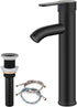 Bathroom Vessel Bowl Sink Faucet Matte Black Single Handle Lavatory Vanity Mixer Bar Tap with Pop Up Drain Combo Tall Spout Single Hole Deck Mount