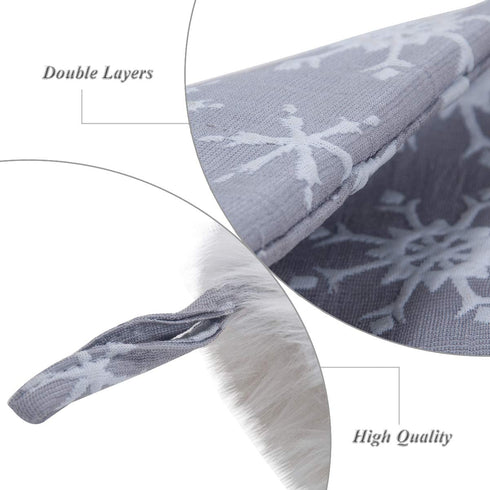 S-DEAL Grey White Snow Pattern 21 Inches Christmas Stocking Double Layers Gift Holders Xmas Holiday Party Mantel Decoration