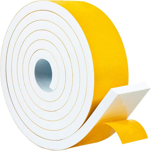 Yotache White Foam Weather Stripping Adhesive 2 Inch Wide X 3/8 Inch Thick, for Windows Air Conditioning AC Insulation, Garage Door Sealing, Total 6.5 Feet Long
