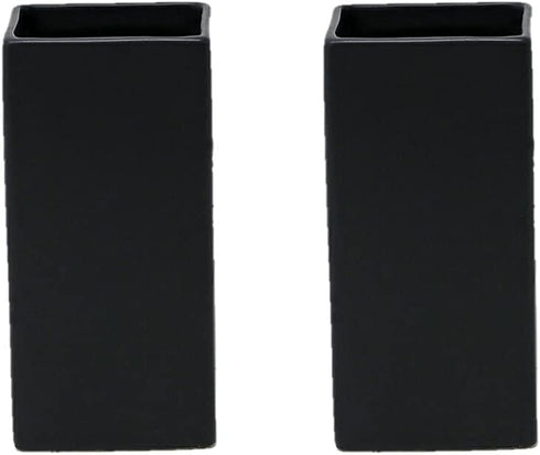 Serene Spaces Living Set of 2 Square Matte Black Ceramic Vase Modern Black Square Vase Adds a Sleek Look to Any Space, Use for Home D©cor, Event Centerpieces and Much More, 3 SQ x 6 H