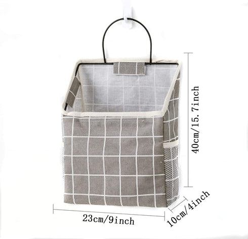 Wall Hanging Storage Bag, Waterproof Over The Door Closet Organizer Hanging Pocket Organizer for Bedroom, Bathroom, Linen Cotton (Gray)