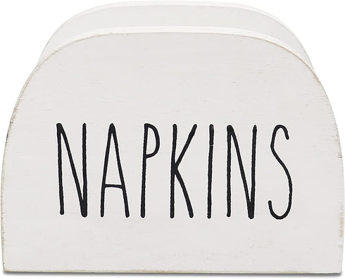 Karisky Rustic Napkin Holder Farmhouse Solid Real Wood Freestanding Napkin Dispenser for Kitchen Countertops, Tables, 6 x 4 Inch, White