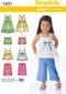 Simplicity 1451 Easy to Sew Toddler Girl's Dress, Top, Cropped Pants, and Shorts Sewing Patterns, Sizes 1/2-4