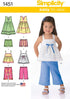 Simplicity 1451 Easy to Sew Toddler Girl's Dress, Top, Cropped Pants, and Shorts Sewing Patterns, Sizes 1/2-4