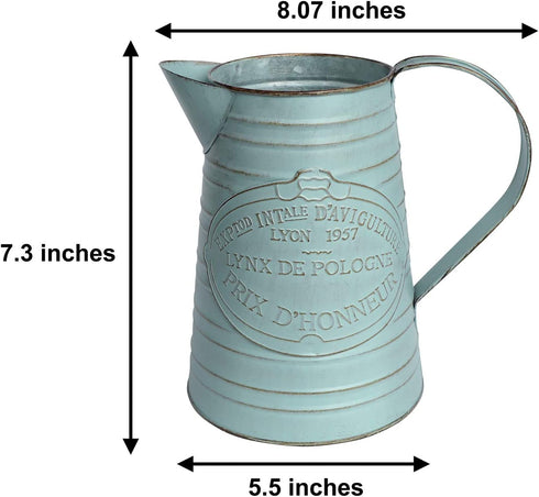 APSOONSELL Shabby Chic Metal Jug Vase Pitcher Flower Holder for Home Decoration