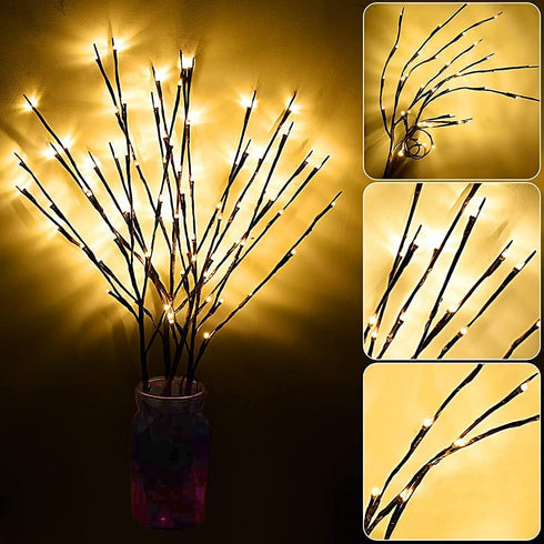 4PACK Branch Lights Aokely LED Branches Decorative Light Battery Powered DIY Tree Willow Branches Lamp for Home Holiday Party Decor Warm White -30Inch 20LEDs