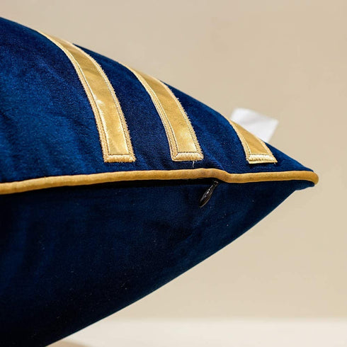 Avigers 20 x 20 Inches Navy Blue Gold Leather Striped Cushion Cases Luxury European Throw Pillow Covers Decorative Pillows for Couch Living Room Bedroom Car 50 x 50cm