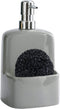 Grey Soap Dispenser for Kitchen Sink - Ceramic Dish Soap Dispenser with Sponge Holder 20 OZ Dish Liquid Dispenser Soap Pump and Sponges Caddy