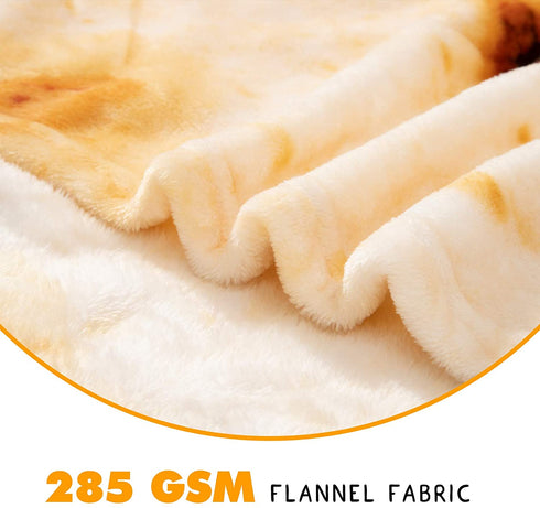 CASOFU Burritos Blanket, Double Sided Giant Flour Tortilla Throw Blanket, Novelty Tortilla Blanket for Your Family, 285 GSM Soft and Comfortable Flannel Taco Blanket for Adults. (Beige, 71 inches)