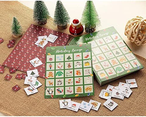 Juvale Christmas Bingo Game for Adults and Kids, Holiday Party Supplies, 2 to 36 Multi-Player (47 Pieces)