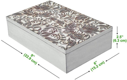 Decorative Wooden Treasure Box With Engraved Art, Trinket Box, Mini Storage Chest For Jewelry, Memento Case, Wood Holder For Miscellaneous Teabags Coins, Rustic Antique Distressed Container