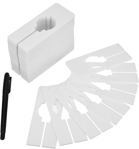 Blulu 50 Pack White Clothing Rack Size Dividers Closet Dividers Rectangular Clothing Hangers Dividers with 1 Piece Marker Pen