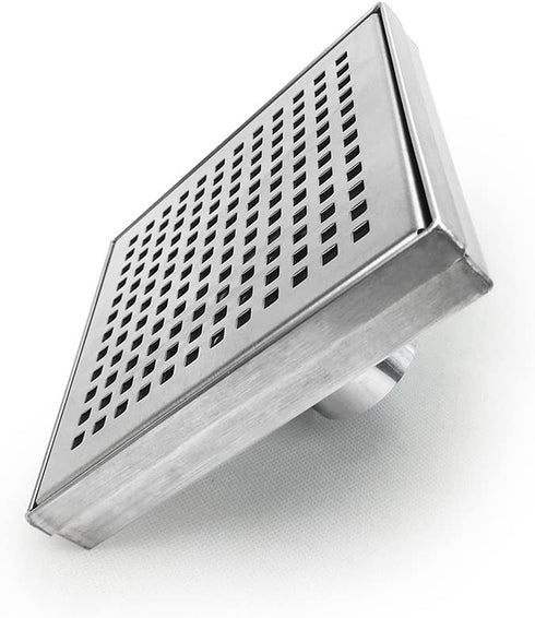 Neodrain 6-Inch Square Shower Drain with Removable Quadrato Pattern Grate,Brushed 304 Stainless Steel, with WATERMARK&CUPC Certified