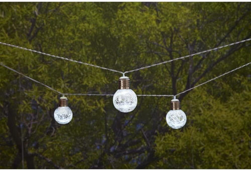 Hampton Bay 10-Light 12 ft. Integrated LED Clear Crackle Glass Ball String Light Set