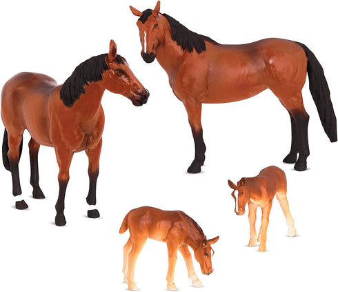 Terra by Battat - Quarter Horse Family - Miniature Toy Horse Family Figurines for Kids 3-Years-Old & Up (4 Pc)