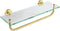 JQK Bathroom Glass Shelf, Shelf with 16 Inch Towel Bar Tempered Glass Shower Storage 16 by 5 inches, 304 Stainless Steel Brushed Gold Wall Mount, TGS100-BG