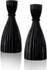 Black Candlestick Holder Set - Glass Taper Candle Holders, Glossy Black Finish, 6 Inch Height, Fits Standard 3/4 Inch Tapered Candles, Modern Kitchen Decor, Halloween Party Centerpiece - Pack of 2