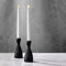 Black Candlestick Holder Set - Glass Taper Candle Holders, Glossy Black Finish, 6 Inch Height, Fits Standard 3/4 Inch Tapered Candles, Modern Kitchen Decor, Halloween Party Centerpiece - Pack of 2
